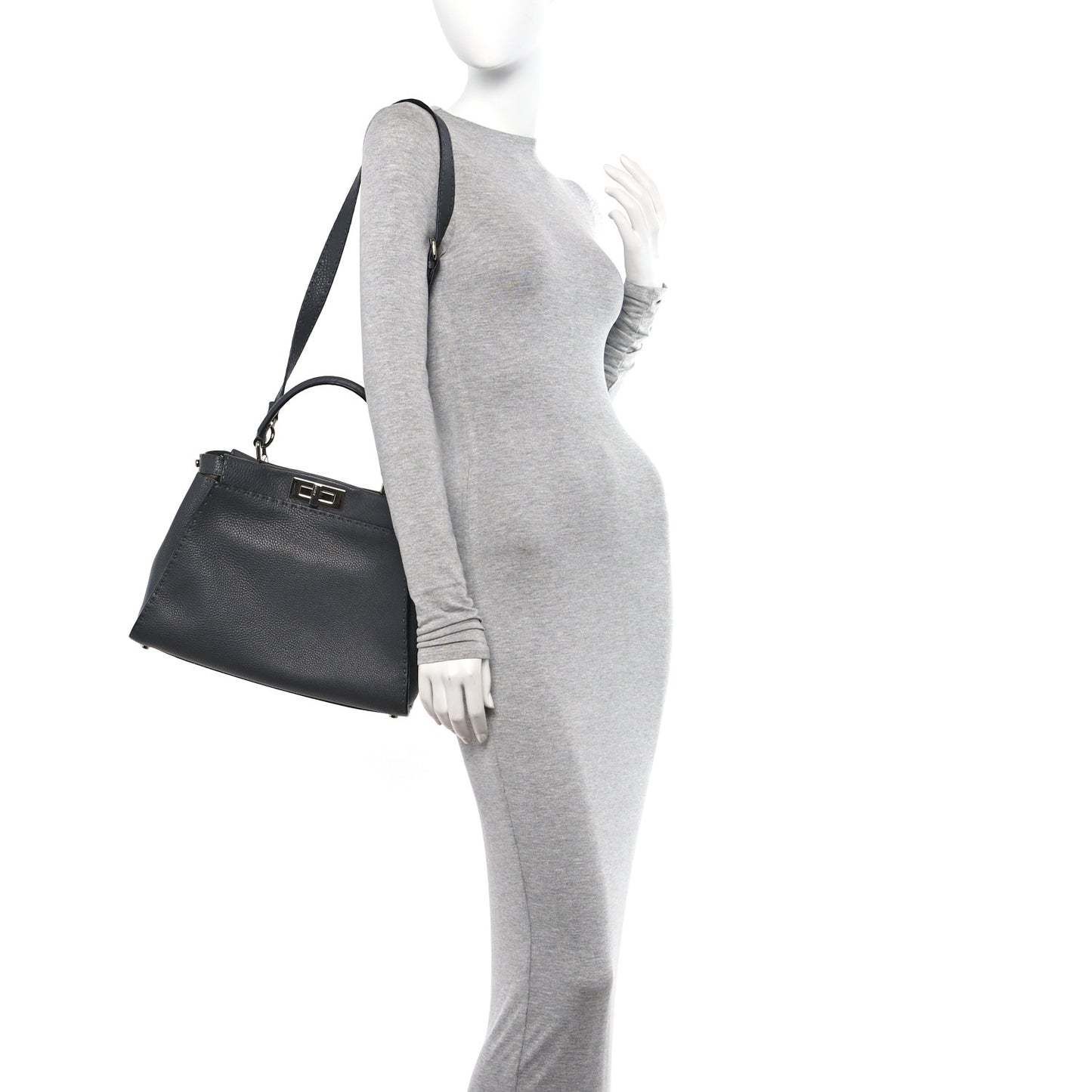 Cuoio Romano Selleria Bi-Color Medium Peekaboo Iconic Satchel Asfalto Latte