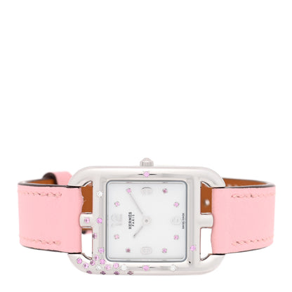 Hermes Stainless Steel Swift Diamond Pink Sapphire Mother of Pearl 23mm Cape Cod Quartz Watch Rose Sakura 2 of 5