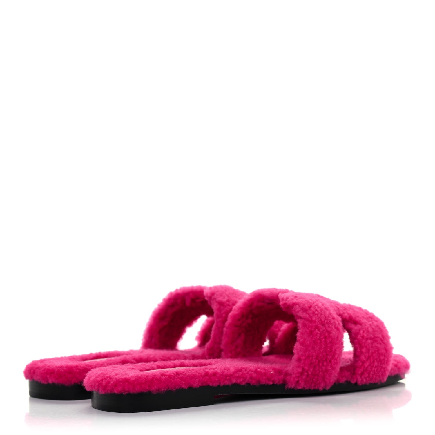 Hermes Woolskin Oran Sandals 37 Rose Fuchsia 3 of 4