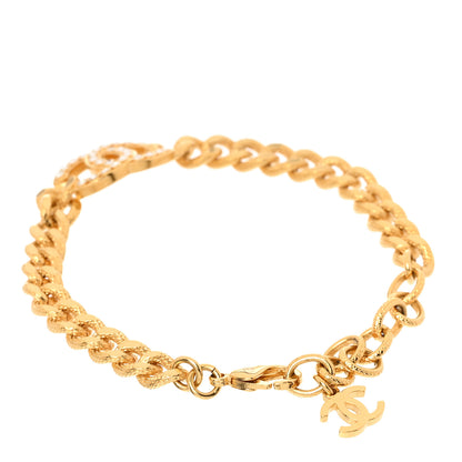 Chanel Crystal CC Chain Link Bracelet Gold 3 of 6
