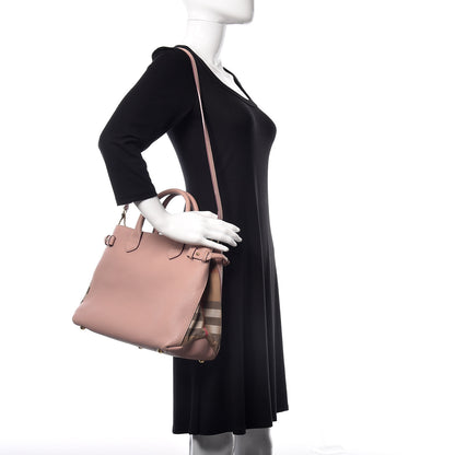 Burberry Grainy Calfskin House Check Medium Banner Tote Pale Orchid 2 of 7
