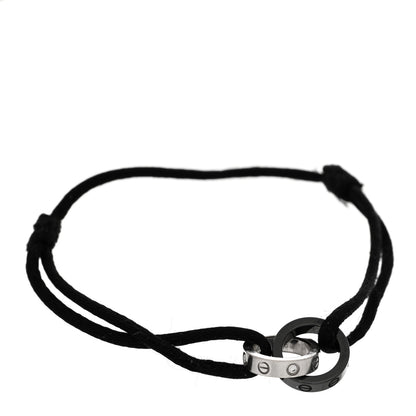 Cartier 18K White Gold Ceramic 4 Diamond LOVE Cord Bracelet Black 1 of 3