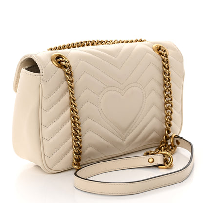 Gucci Calfskin Matelasse Small GG Marmont Shoulder Bag White 3 of 10