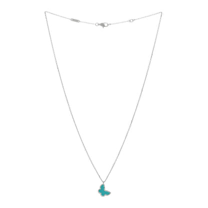 Van Cleef & Arpels 18K White Gold Turquoise Sweet Alhambra Butterfly Pendant Necklace 2 of 3
