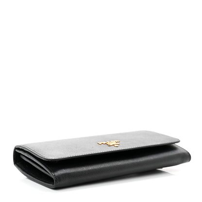 Prada Saffiano Metal Continental Flap Wallet Black 5 of 8