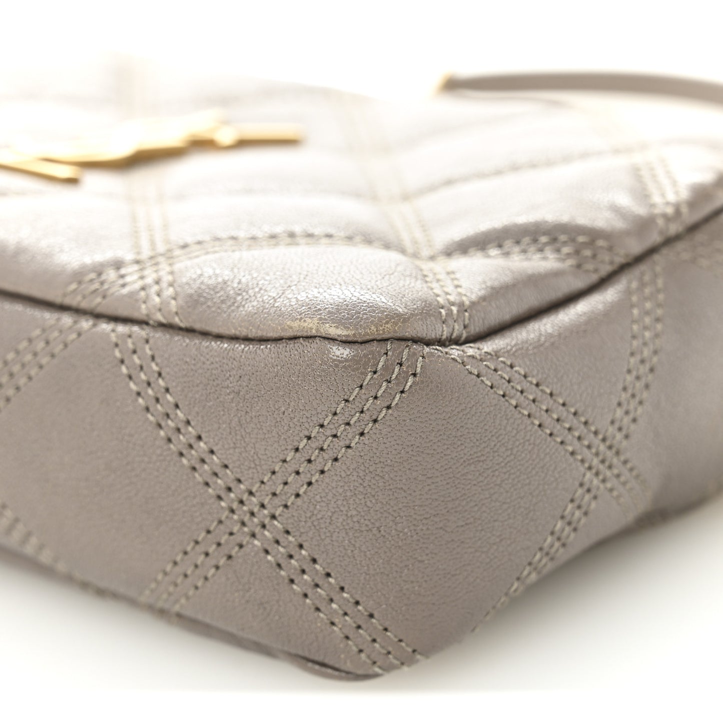 Grained Lambskin Quilted Mini Becky Double Zip Bag Taupe