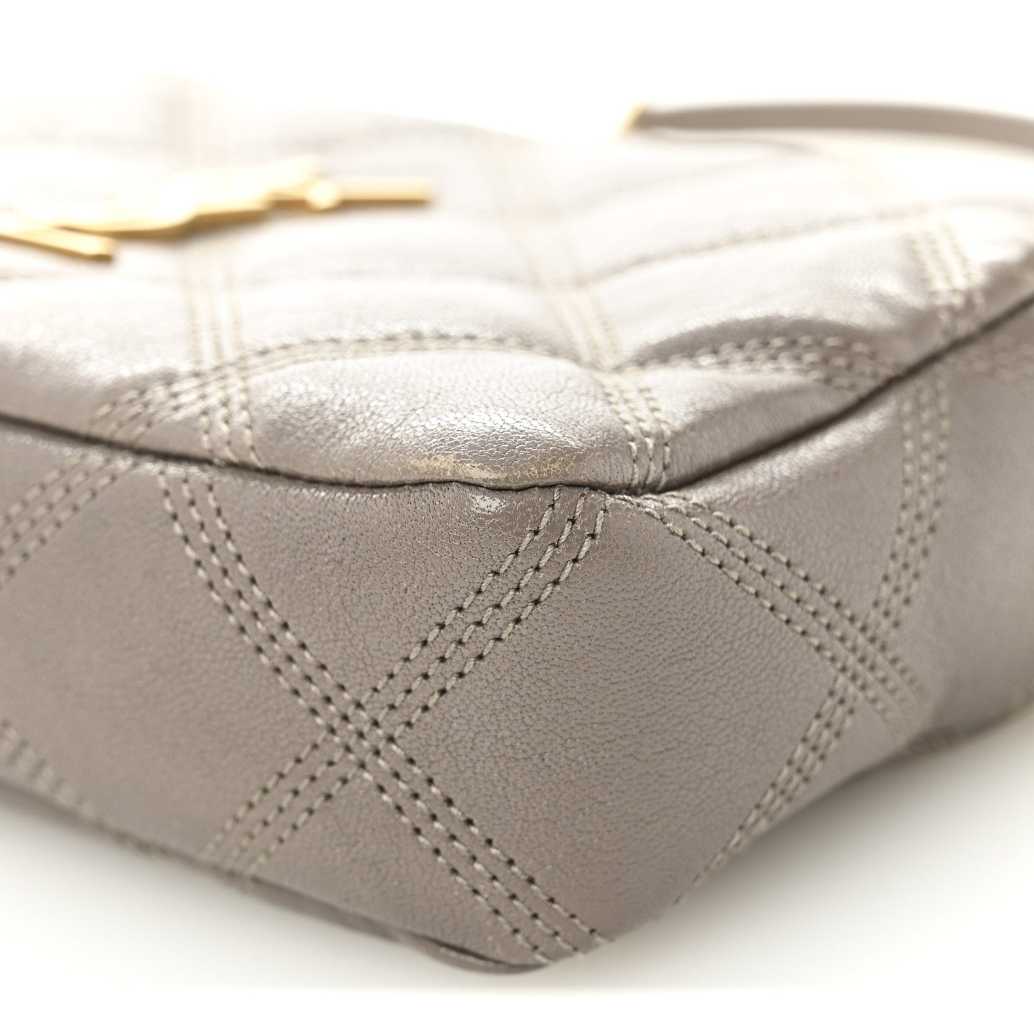 Saint Laurent Grained Lambskin Quilted Mini Becky Double Zip Bag Taupe 12 of 14