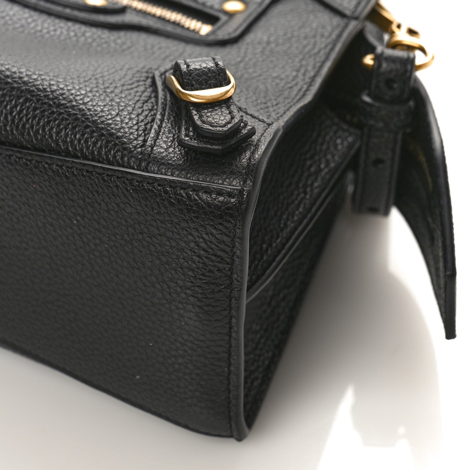 Balenciaga Grained Calfskin Neo Classic Gold Hardware Nano City Crossbody Black 8 of 8