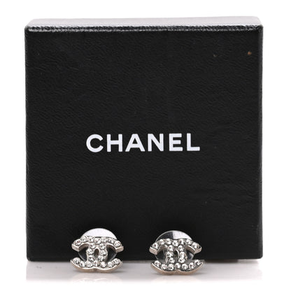 Chanel Crystal CC Earrings Silver 5 of 5
