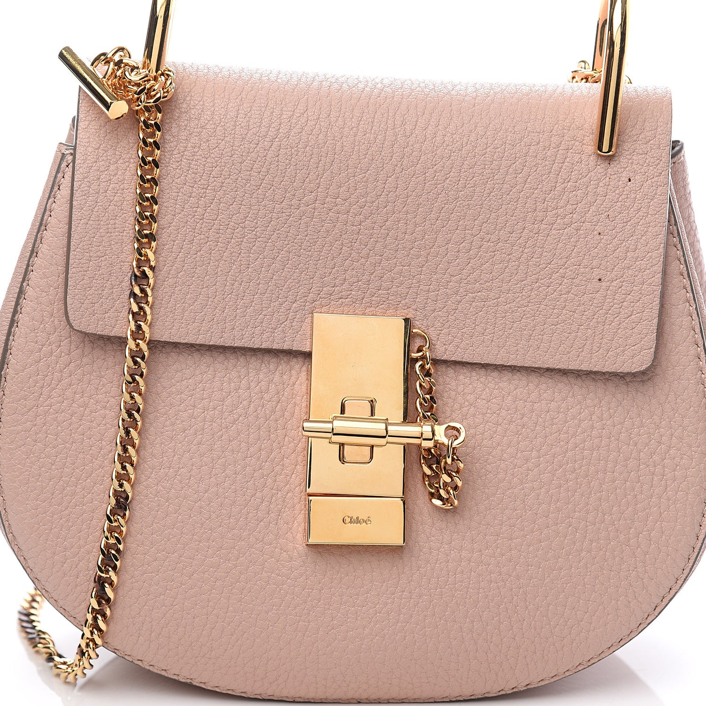 Grained Lambskin Mini Drew Shoulder Bag Cement Pink