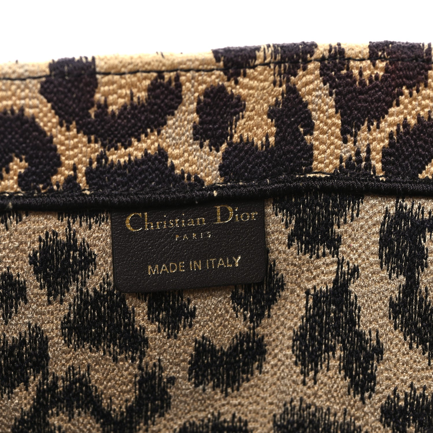 Christian Dior Canvas Mizza Embroidered Large Leopard Book Tote Beige 6 of 12