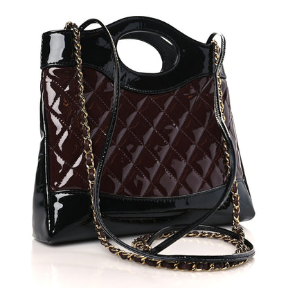 Chanel Patent Calfskin Quilted Mini 31 Shopping Bag Burgundy Black 3 of 10