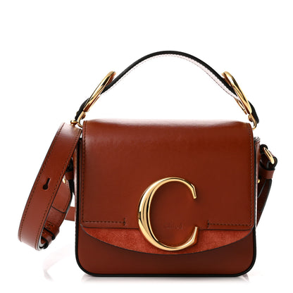 Chloe Shiny Calfskin Suede Mini C Bag Sepia Brown 1 of 10