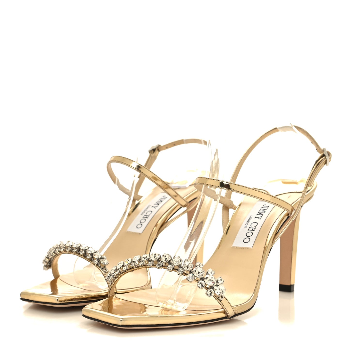 Patent Crystal Merira Sandals 40.5 Gold