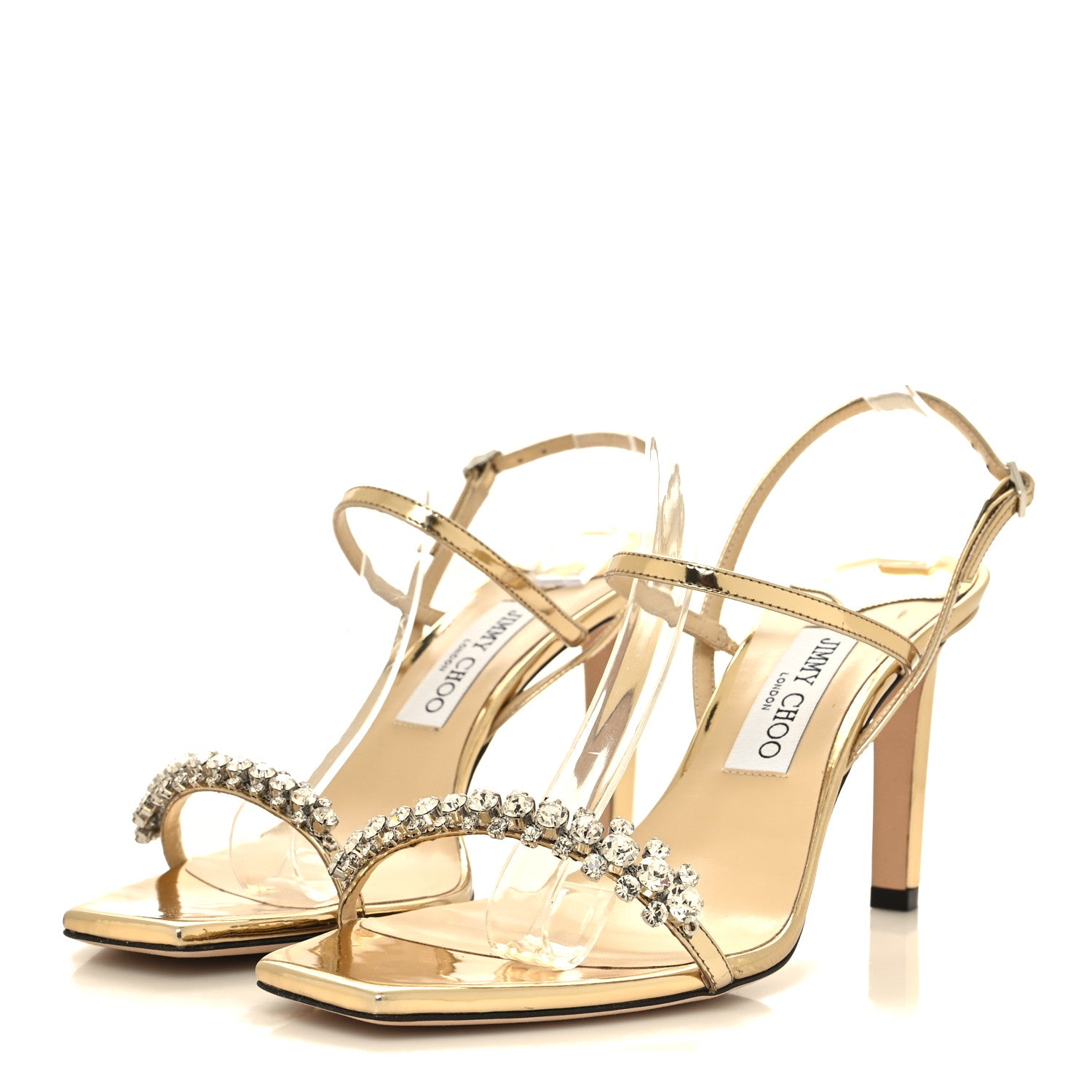 Jimmy Choo Patent Crystal Merira Sandals 40.5 Gold 3 of 8