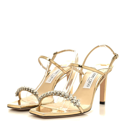Jimmy Choo Patent Crystal Merira Sandals 40.5 Gold 3 of 8