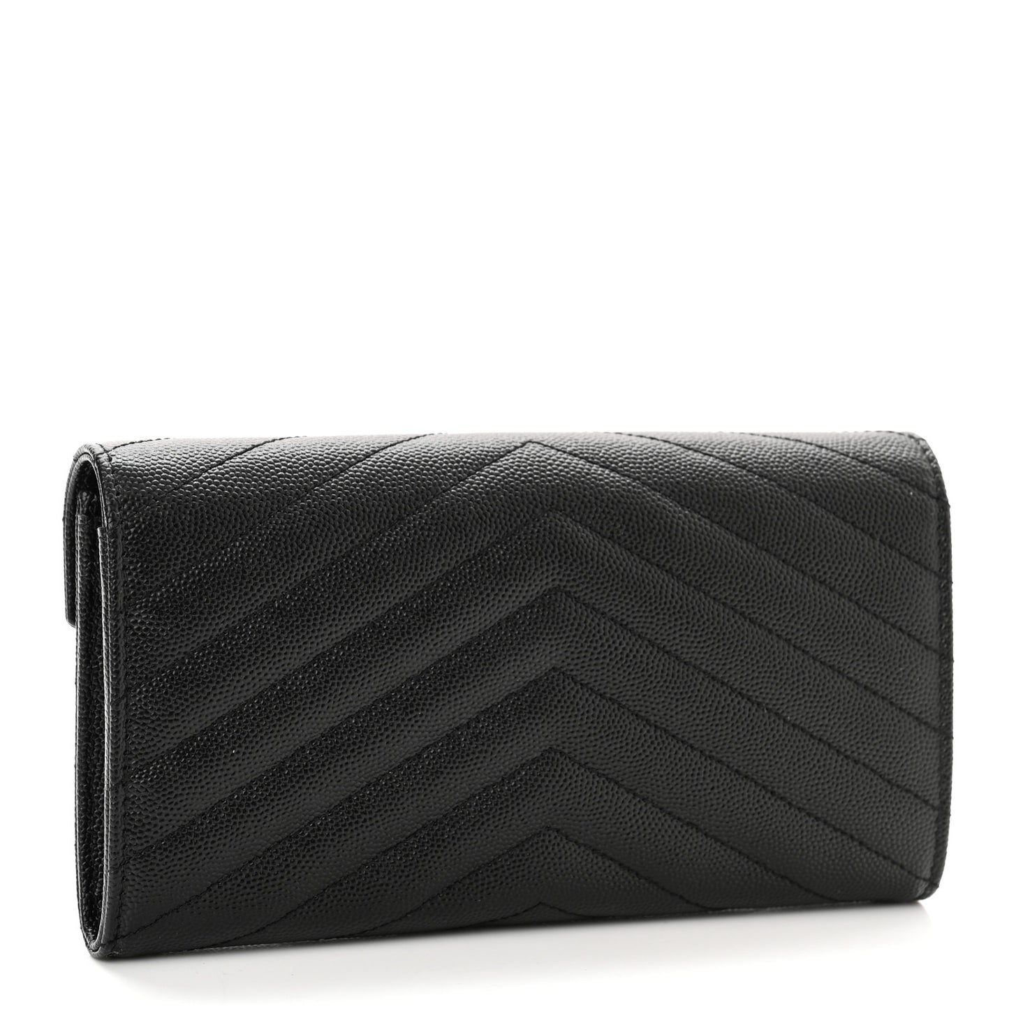 Grain De Poudre Matelasse Chevron Monogram Flap Wallet Black
