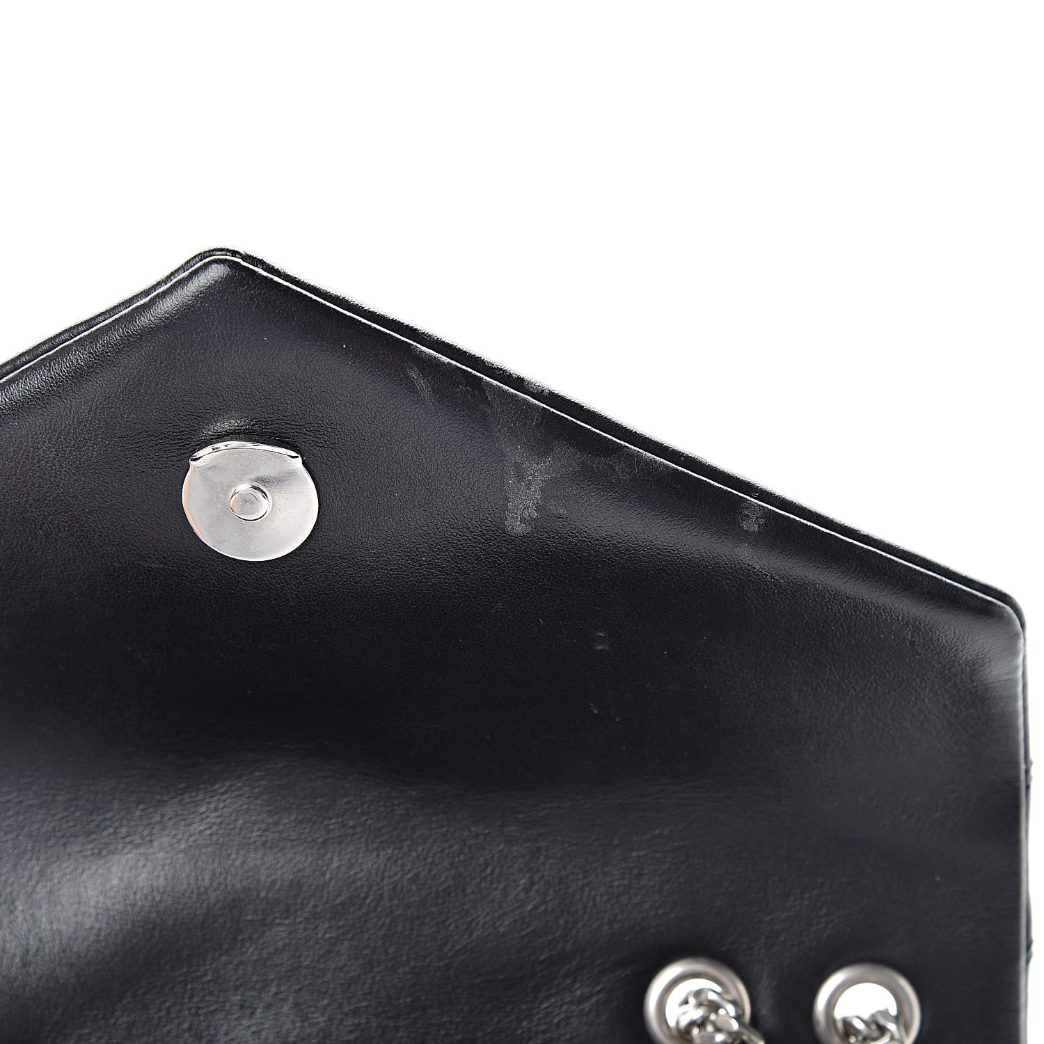 Saint Laurent Calfskin Y Quilted Studded Monogram Small Loulou Chain Satchel Black 12 of 15