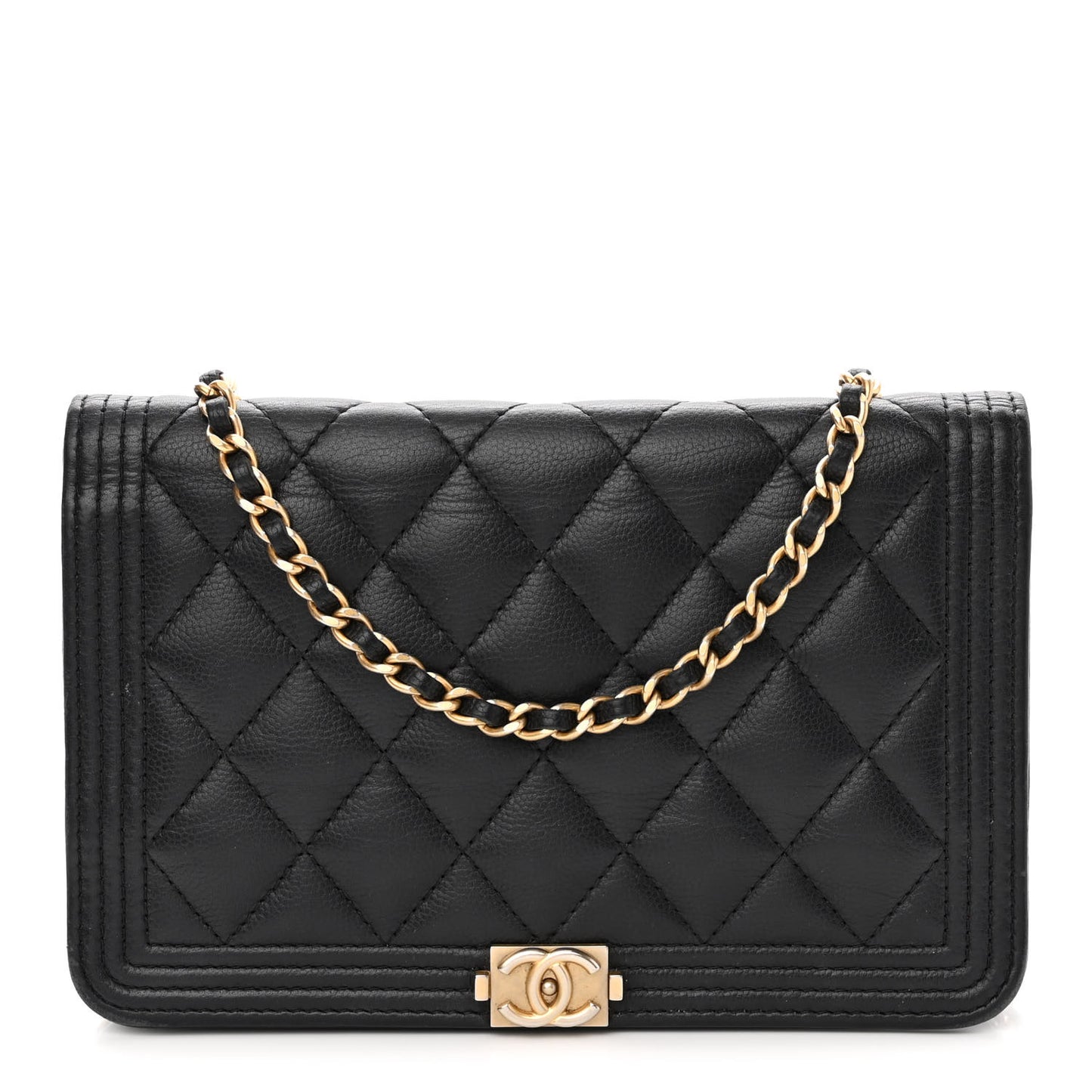 Caviar Quilted Boy Wallet On Chain WOC Black