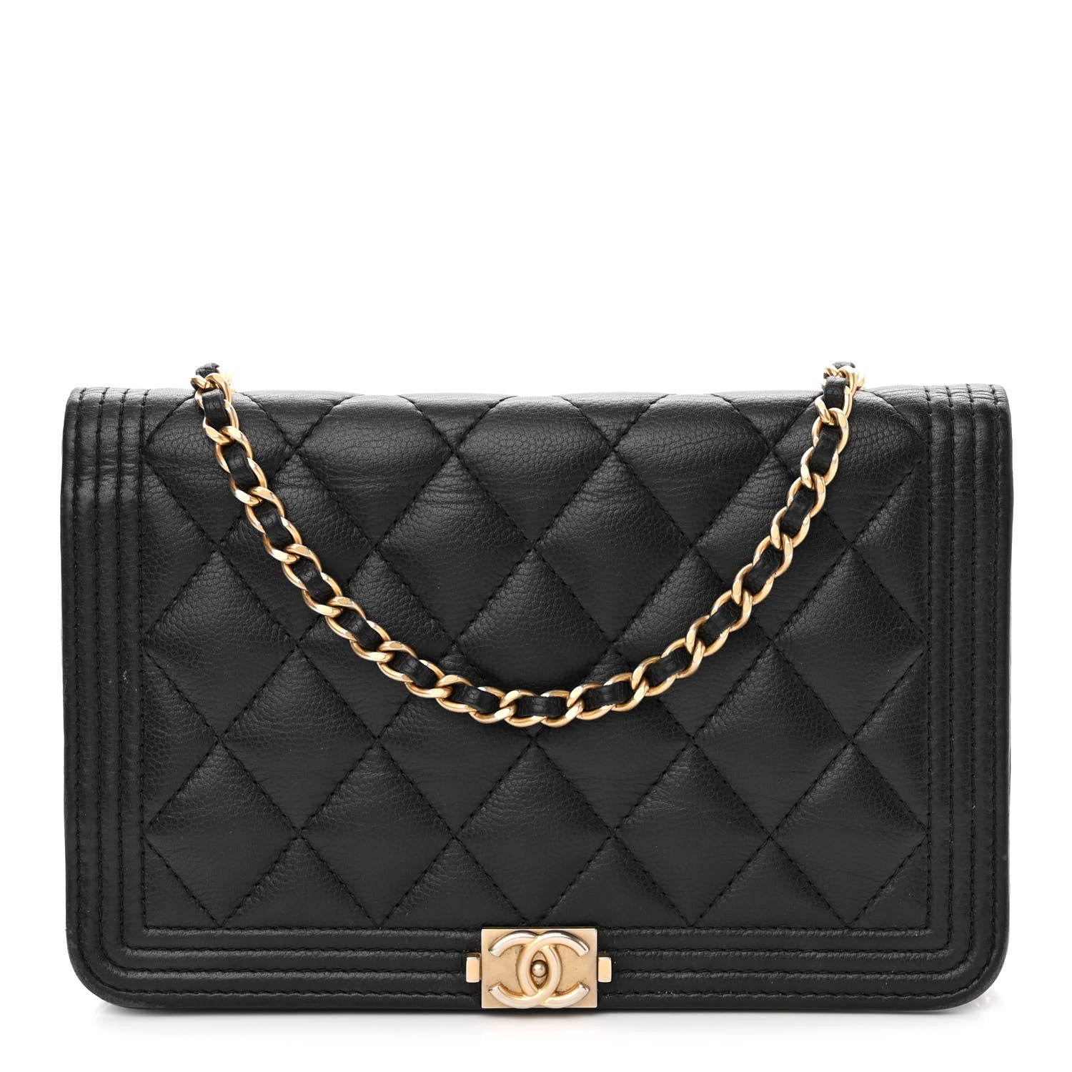 Chanel Caviar Quilted Boy Wallet On Chain WOC Black 1 of 14
