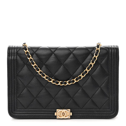 Chanel Caviar Quilted Boy Wallet On Chain WOC Black 1 of 14