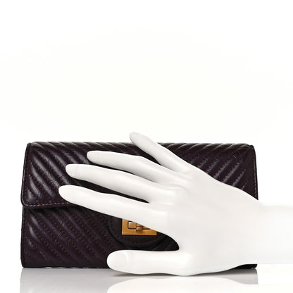 Chanel Aged Calfskin Chevron Quilted 2.55 Reissue Flap Wallet Burgundy 2 of 8