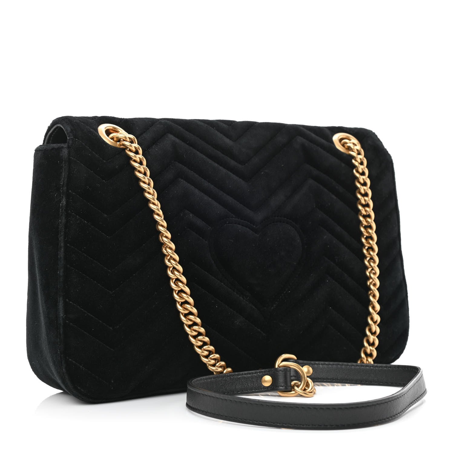 Gucci Velvet Matelasse Loved Embroidered Medium GG Marmont Shoulder Bag Black 3 of 10