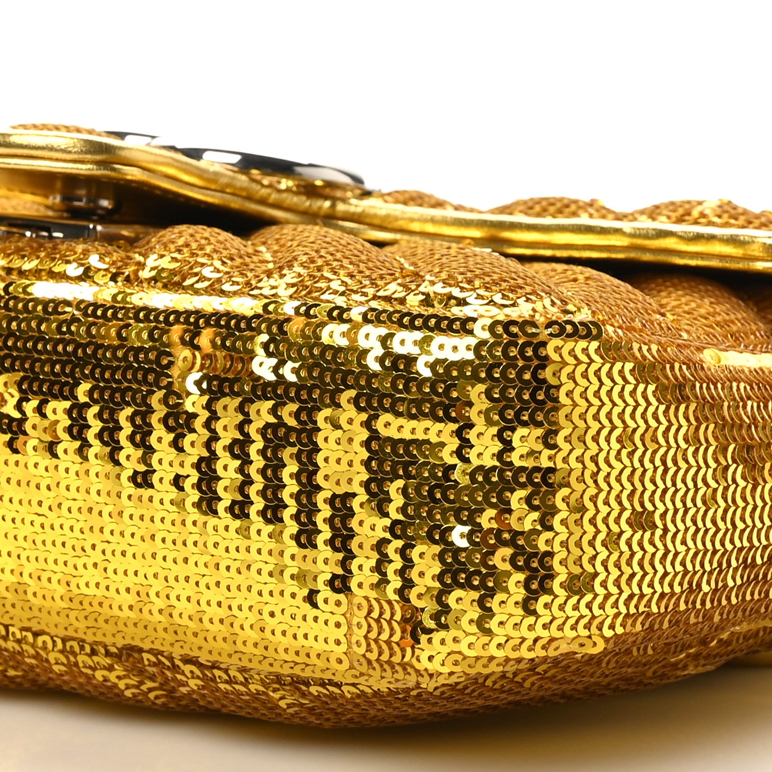 Gucci Sequin Matelasse Diagonal Mini GG Marmont Shoulder Bag Gold 10 of 10