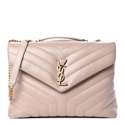 Saint Laurent Calfskin Y Quilted Monogram Medium Loulou Chain Satchel Light Natural 1 of 9