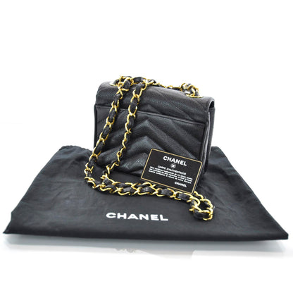 Chanel Caviar Chevron Mini Flap Black 3 of 10