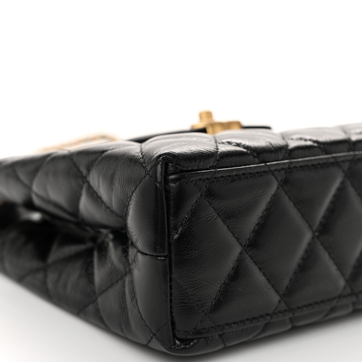Chanel Shiny Aged Calfskin Quilted Nano Kelly Shopper Black 9 of 11