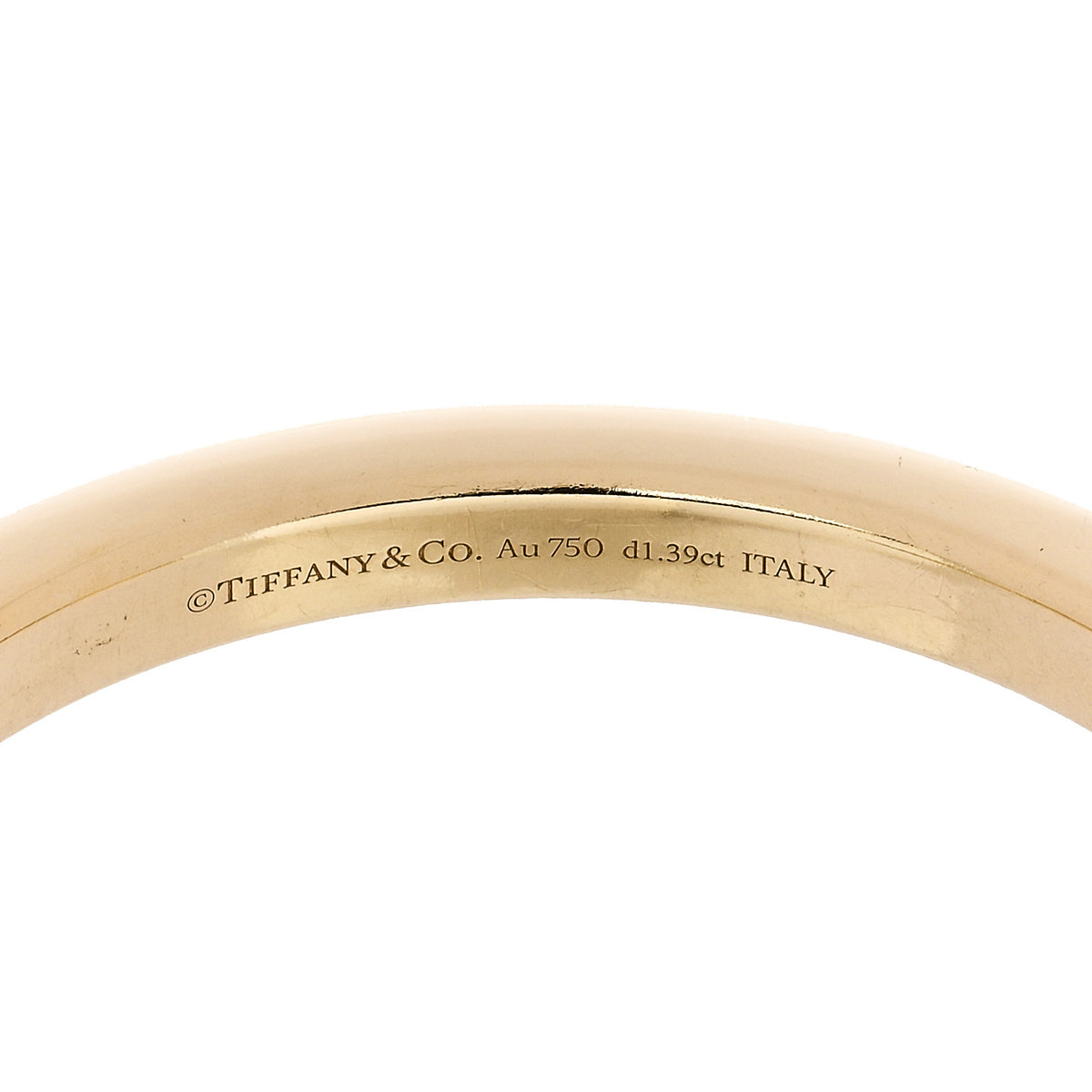 Tiffany 18K Yellow White Gold Diamond Tiffany Lock Half Pave Bangle Bracelet 5 of 5