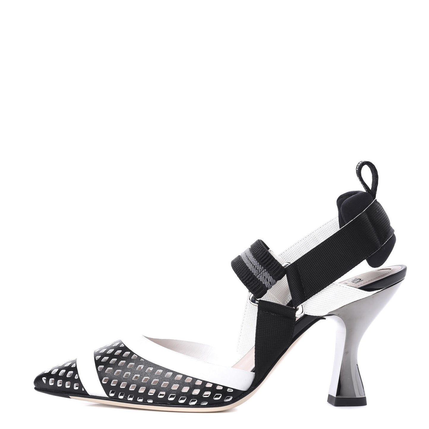 Calfskin Perforated Colibri 85mm Slingback Pumps 36.5 Black
