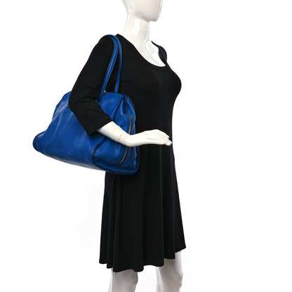 Alexander McQueen Pebbled Calfskin Large Skull Padlock Zip Around Tote Cobalt 2 of 16