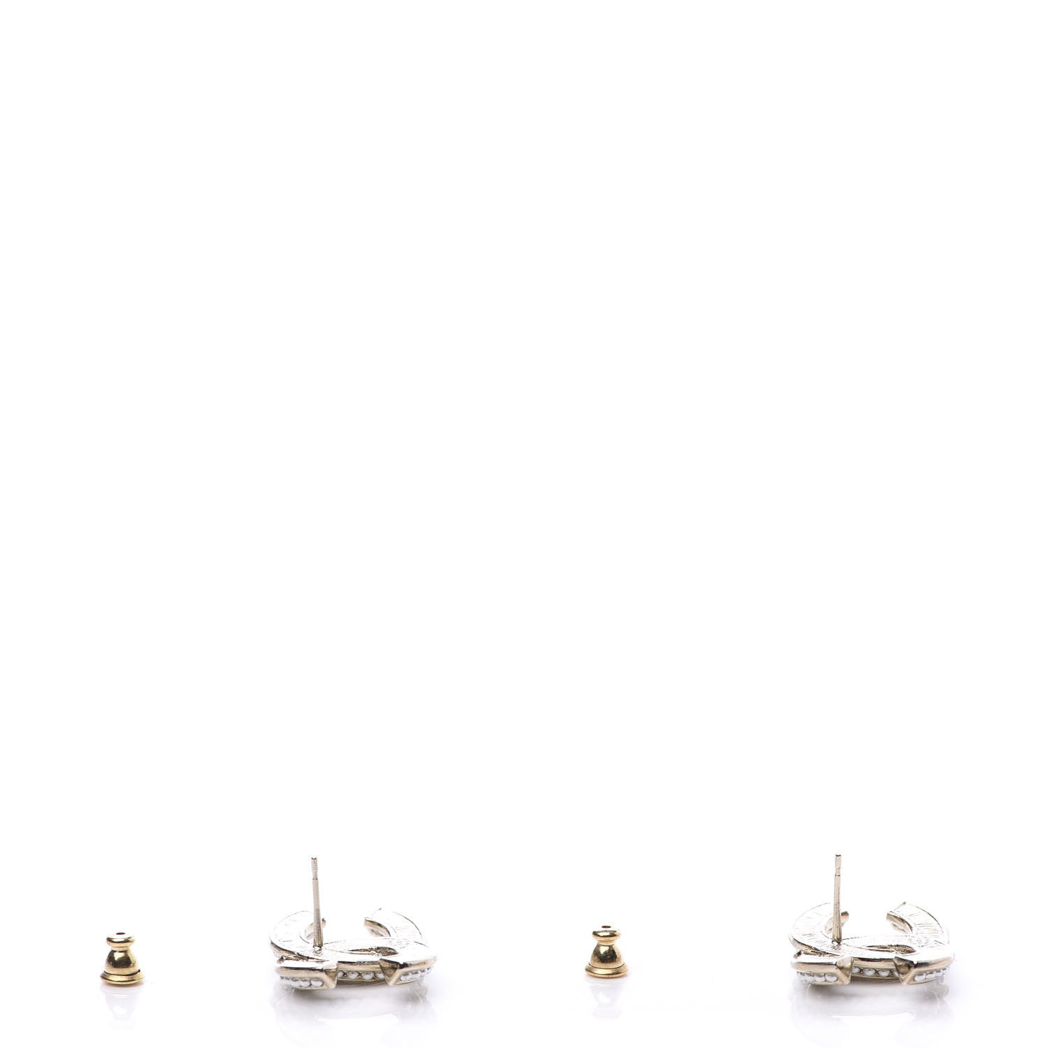 Chanel Crystal Pearl Chain Mania CC Earrings Gold 2 of 5