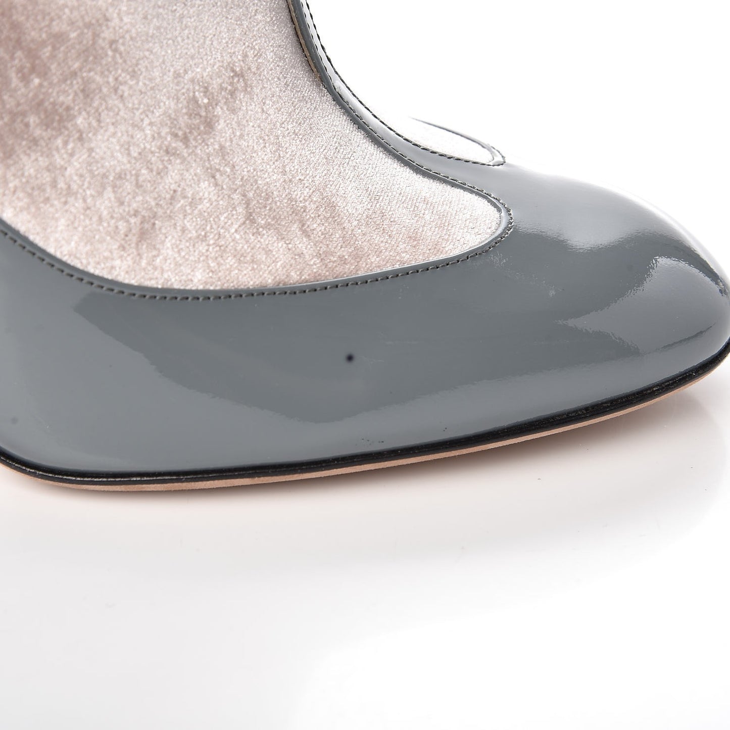 Patent Velvet T Bar Pumps 39 Grey Pink
