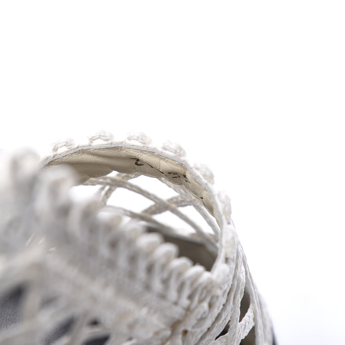 Woven Fabric Grosgrain CC Espadrilles 38 White Black