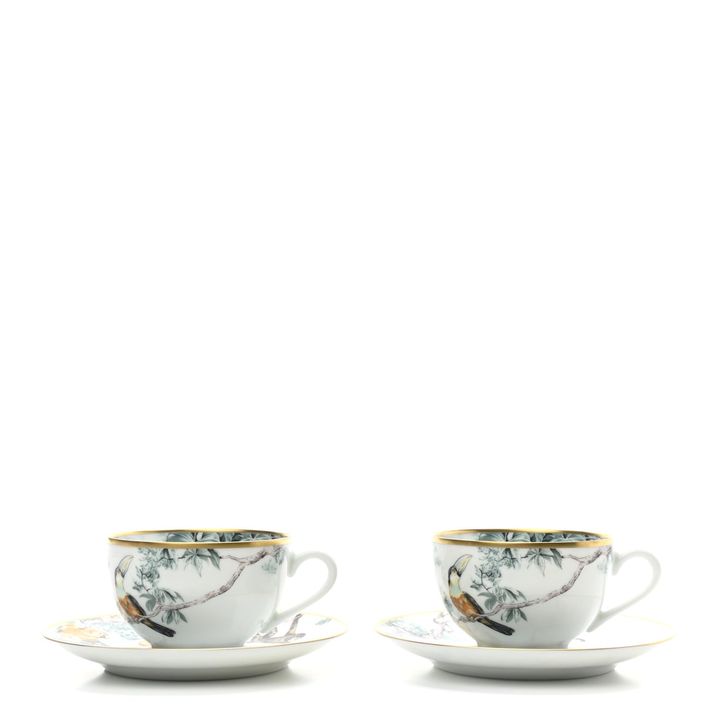 Porcelain Carnets d'Equateur Tea Cup and Saucer Set of 2