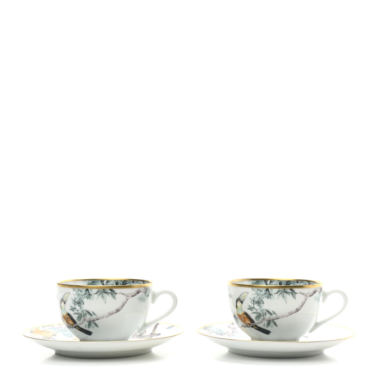 Hermes Porcelain Carnets d'Equateur Tea Cup and Saucer Set of 2 1 of 7