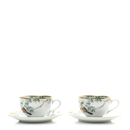 Hermes Porcelain Carnets d'Equateur Tea Cup and Saucer Set of 2 1 of 7
