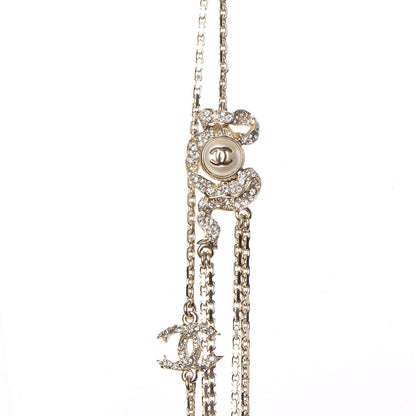 Chanel Crystal Pearl CC Long Multistrand Necklace Light Gold 4 of 7