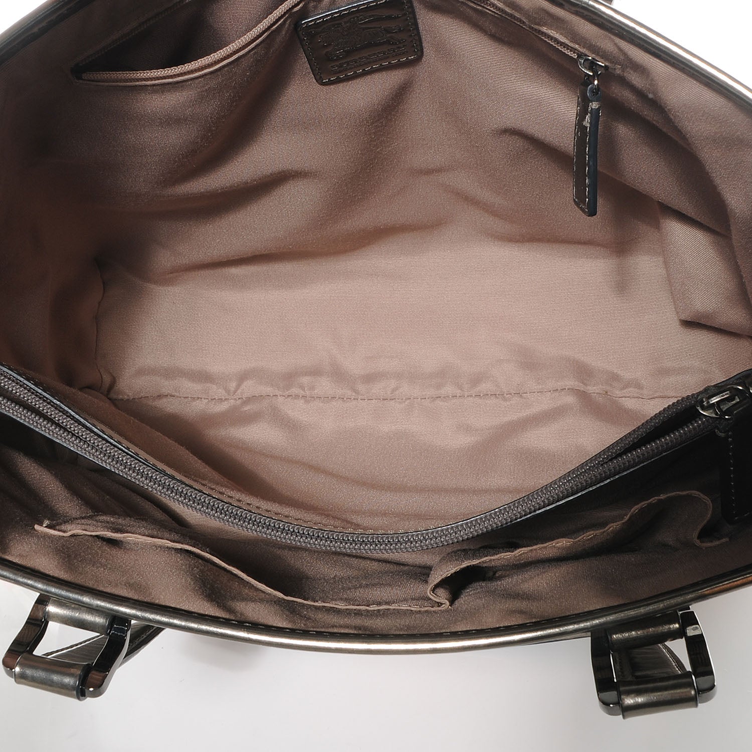 Burberry Metallic Calfskin Nova Check Tote 5 of 8