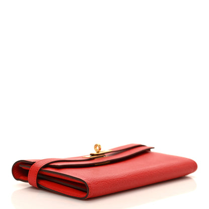 Hermes Chevre Mysore Kelly Longue Wallet Rouge Tomate 4 of 7