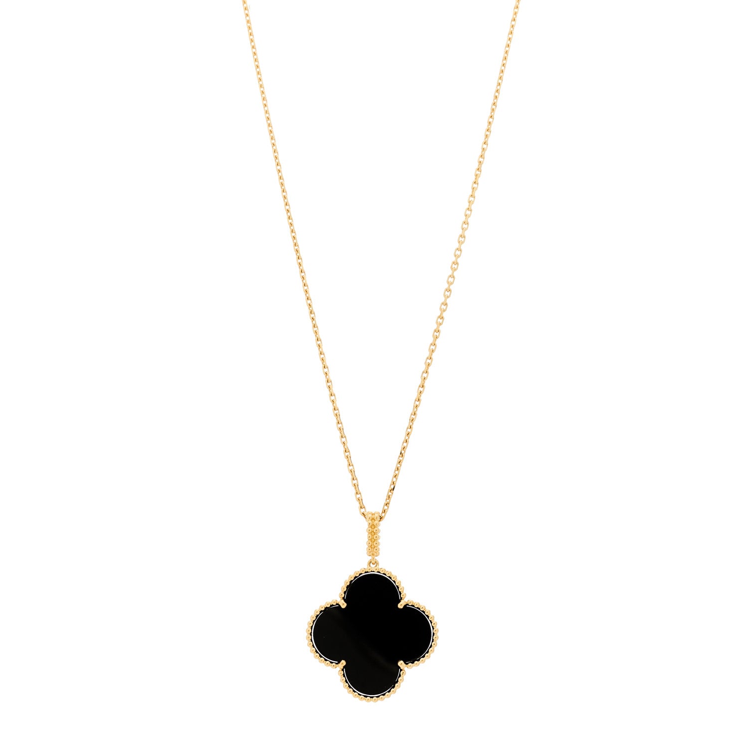 Van Cleef & Arpels 18K Yellow Gold Black Onyx Magic Alhambra Pendant Necklace 1 of 6
