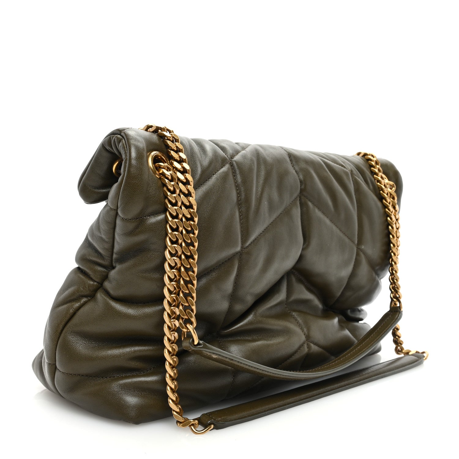Saint Laurent Lambskin Quilted Medium Loulou Puffer Monogram Chain Satchel Seaweed Seaweed 2 of 8