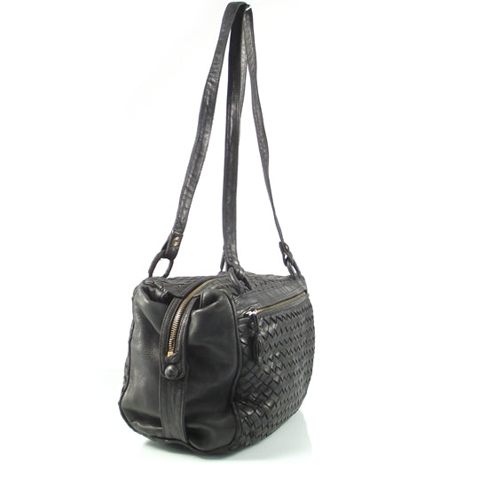 Bottega Veneta Vintage Woven Leather Shoulder Bag Nero 3 of 10