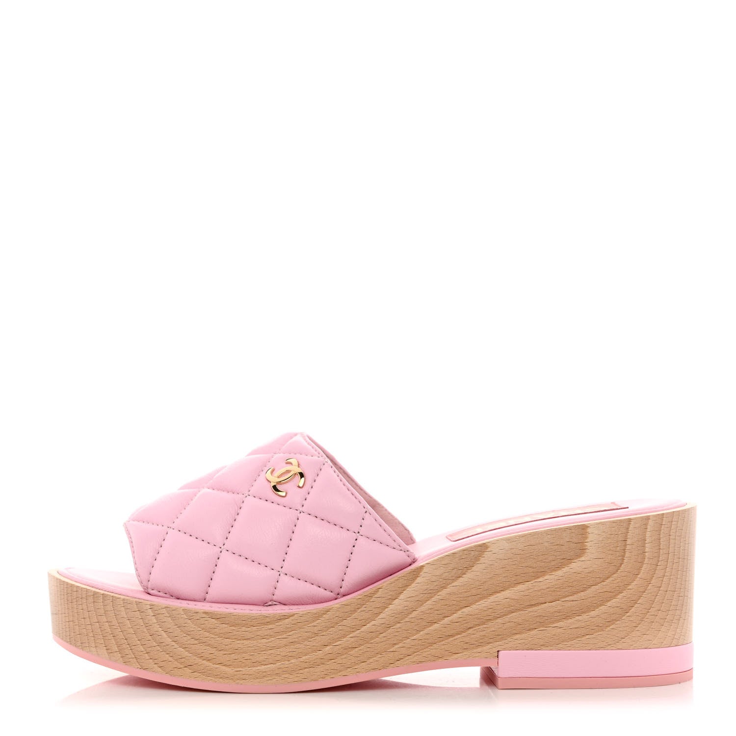 Chanel Lambskin Quilted CC Slip On Platform Sandals 40 Pink 1 of 9