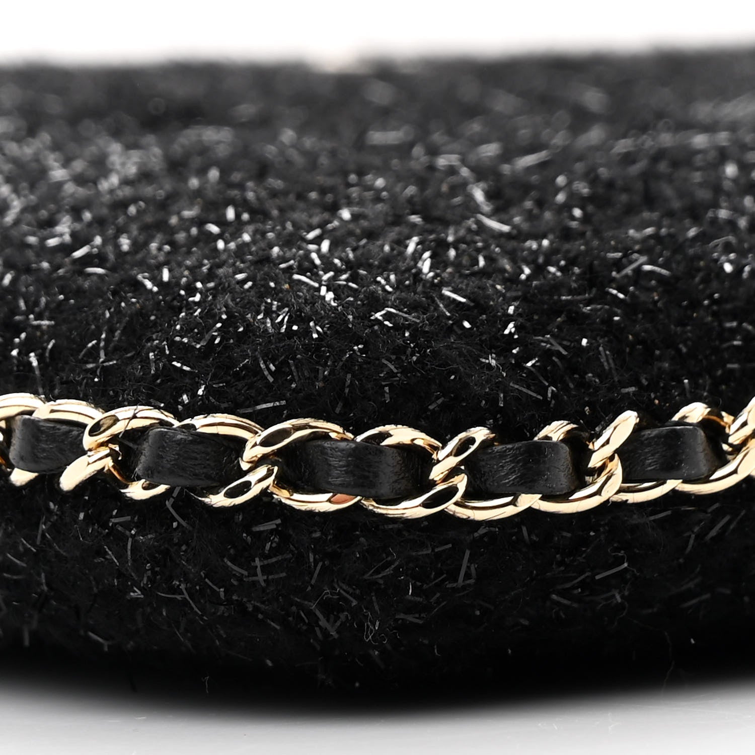 Chanel Tweed Chain Around Tablet Holder Crossbody Black 9 of 11