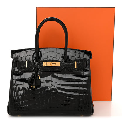 Hermes Shiny Niloticus Crocodile Birkin 30 Black 12 of 12