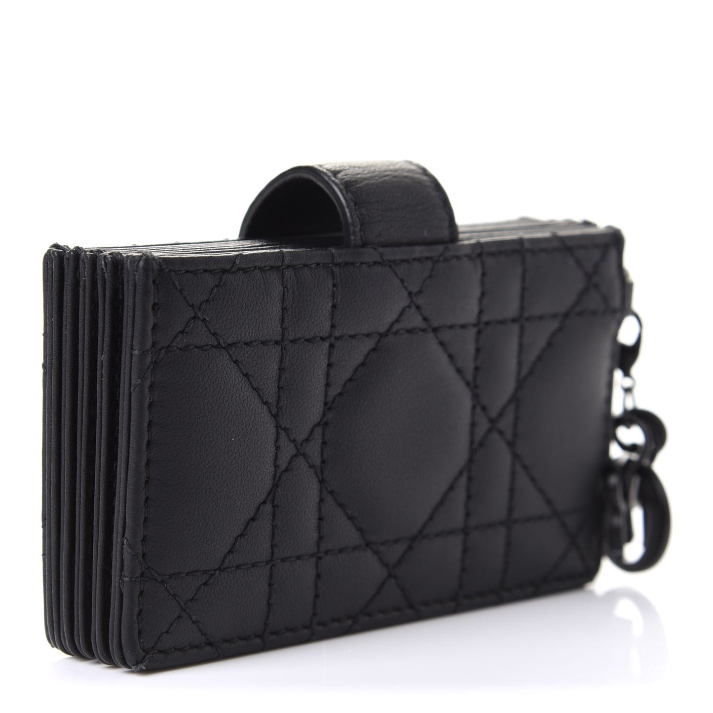 Ultra Matte Calfskin Cannage Lady Dior 5-Gusset Card Holder Black